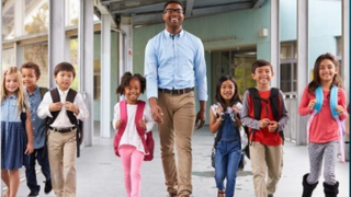 Man with Elementary Children